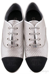 CC Silver Lace Up Cap Toe Shoes