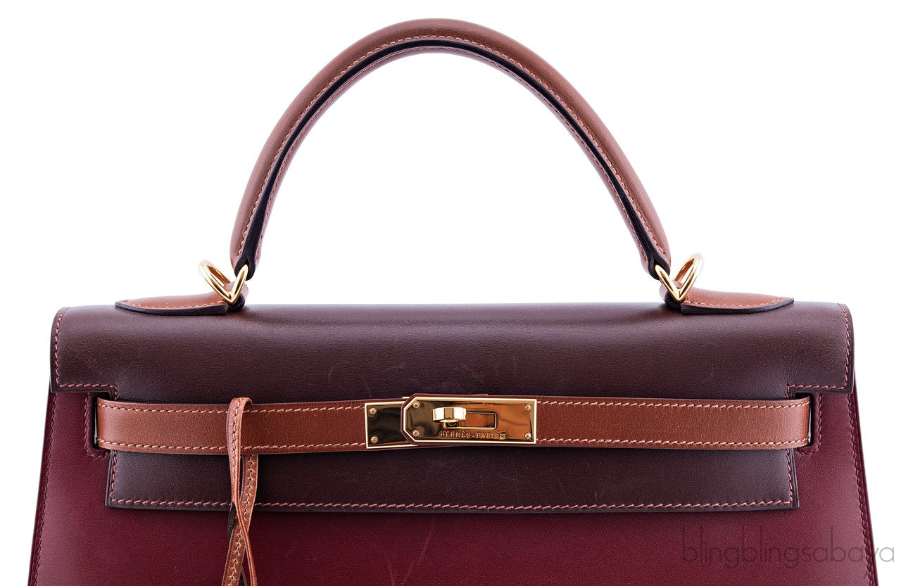 Kelly 32 Tricolor Box Calf Sellier