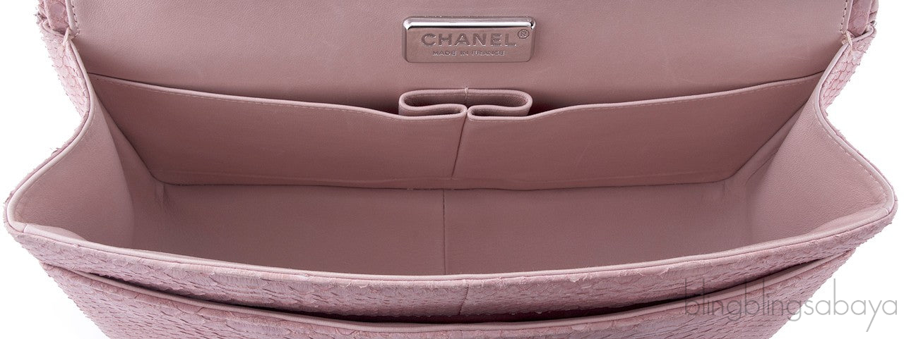 Classic Jumbo Pink Python Flap Bag