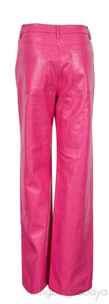 Lynn Pink Embossed Leather Pants