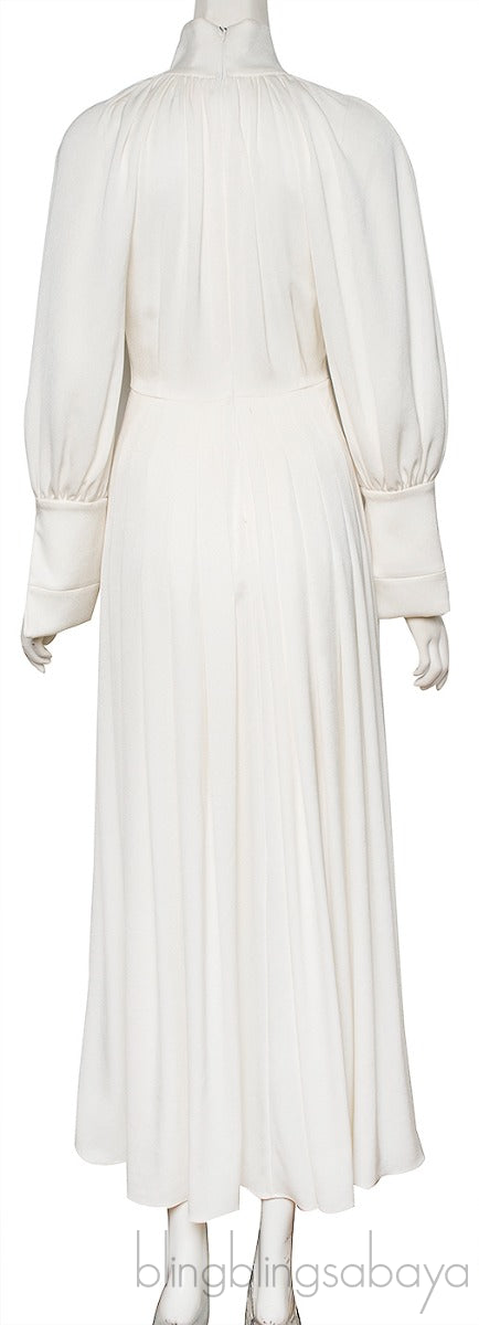 Off-white Pleated Maxi Dress