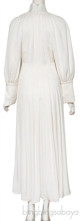 Off-white Pleated Maxi Dress
