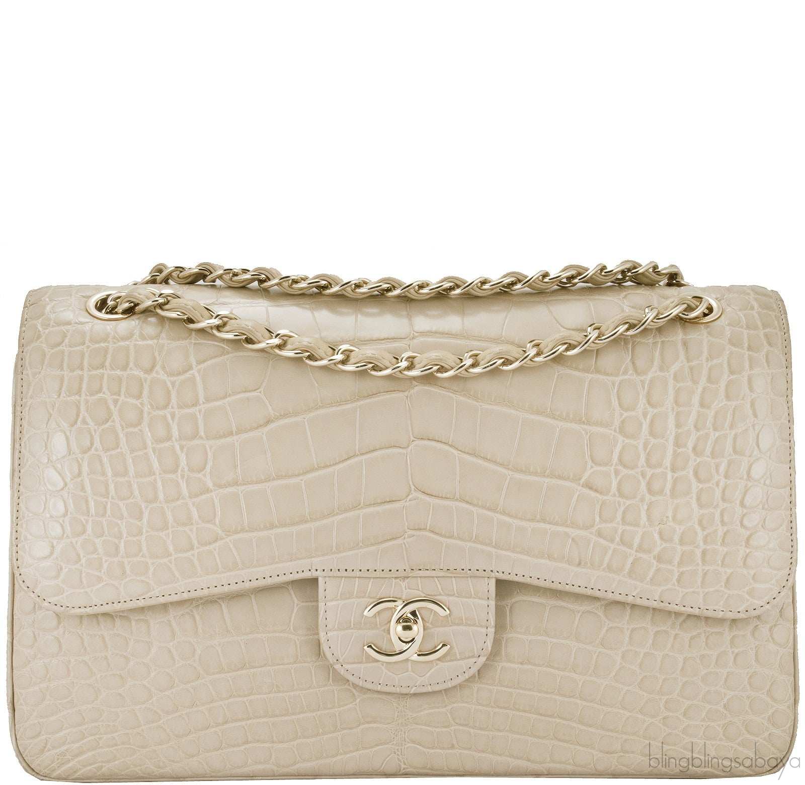Jumbo CC Beige Crocodile Bag