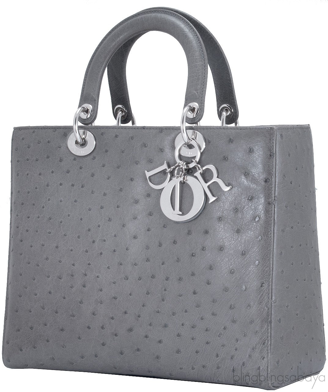 Lady Dior Grey Ostrich