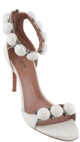 White Leather Bombe Heels