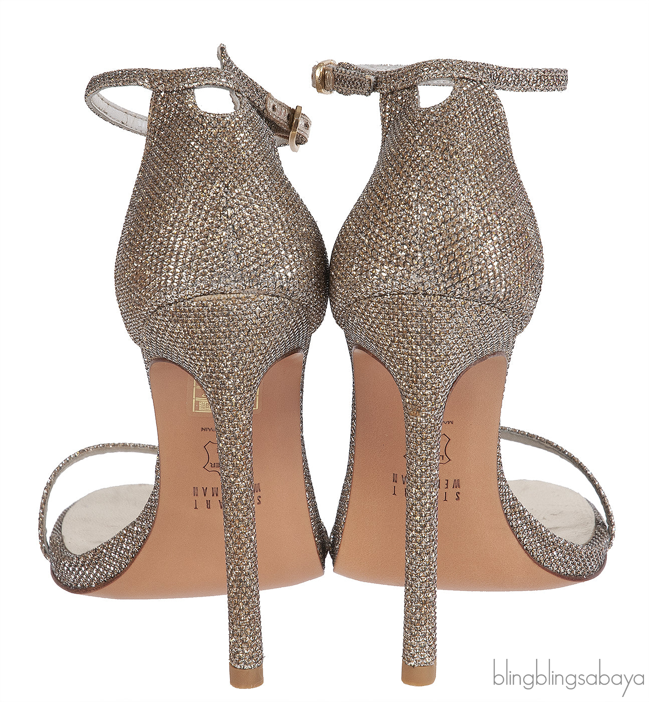 Stuart Weitzman Glitter Nudist Heel Sandals