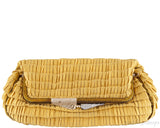 Yellow Borderline Pleated Satin Clutch