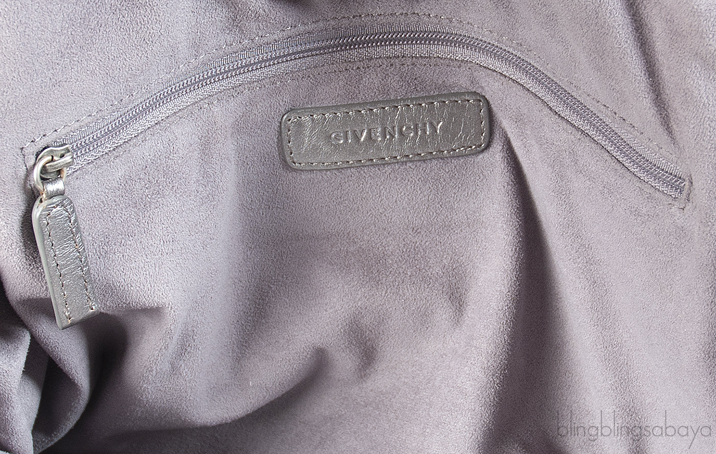 Givenchy Metallic Grey GG Leather Hobo Bag