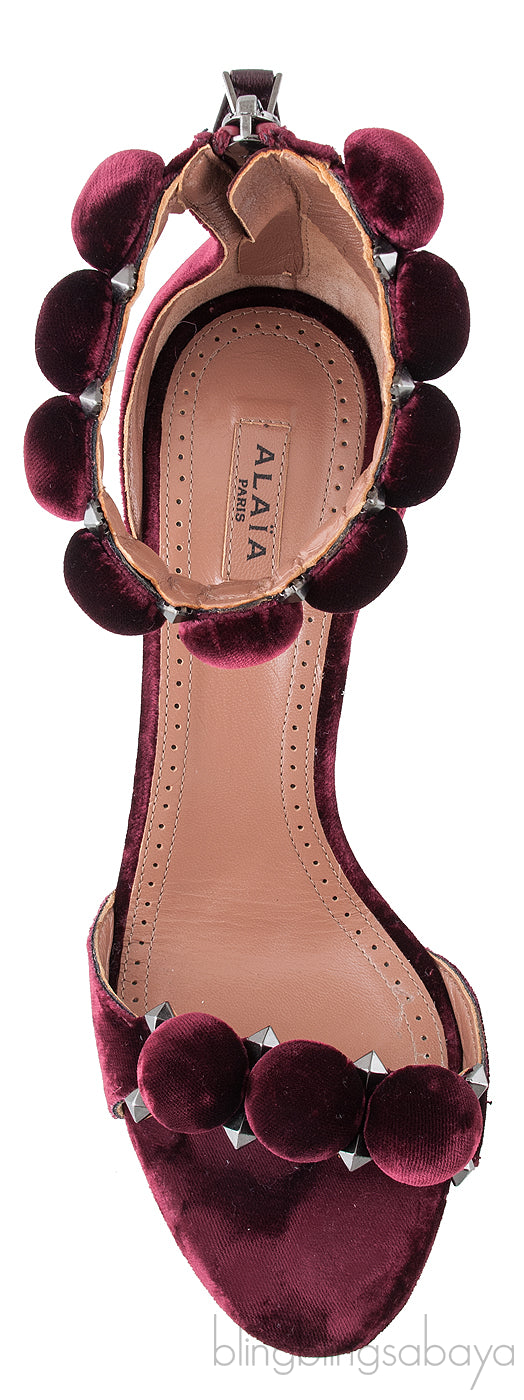Burgundy Velvet Bombe Heels