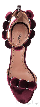 Burgundy Velvet Bombe Heels