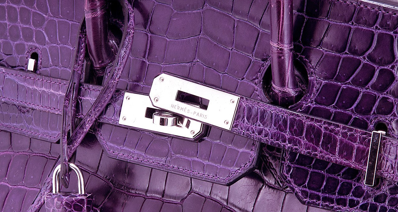 Birkin 35 Amethyst Porosus Crocodile