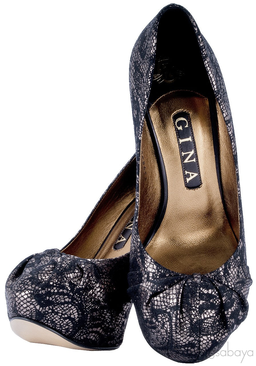 Black Metallic Gold Claire Hoodie Pump