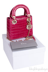 Lady Dior Mini Cherry Sorbet Crocodile GHW