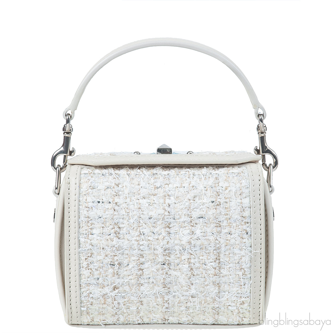 Alexander McQueen Cream Tweed Nano Box Handbag