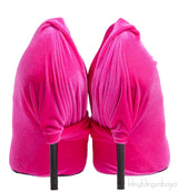 Fuchsia Pink Stretch Velvet Wrap Pump