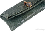 Green Python Monete Fold-over Clutch