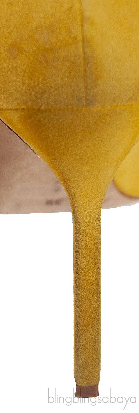 Yellow Suede Pointed Toe Heels