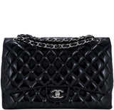 Black Patent Maxi Flap Bag
