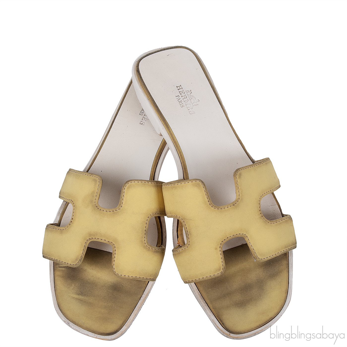 Hermes Oran Yellow Fabric Sandals