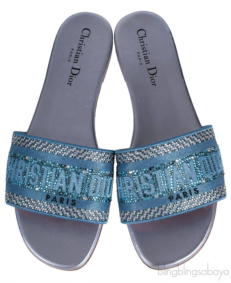 Dway Blue Grey Crystal Flat Slide