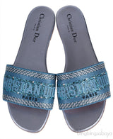 Dway Blue Grey Crystal Flat Slide