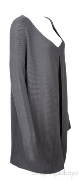 Grey Knit Long Sleeves Cardigan