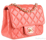 Coral Quilted Mini Flap Bag