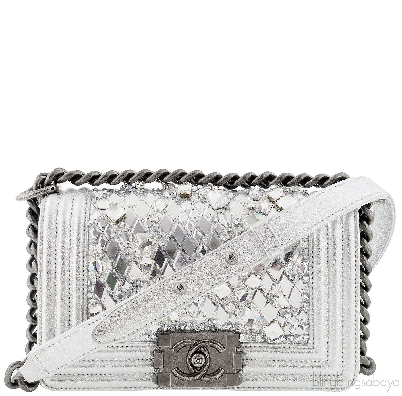 Le Boy Crystal Silver Small Bag