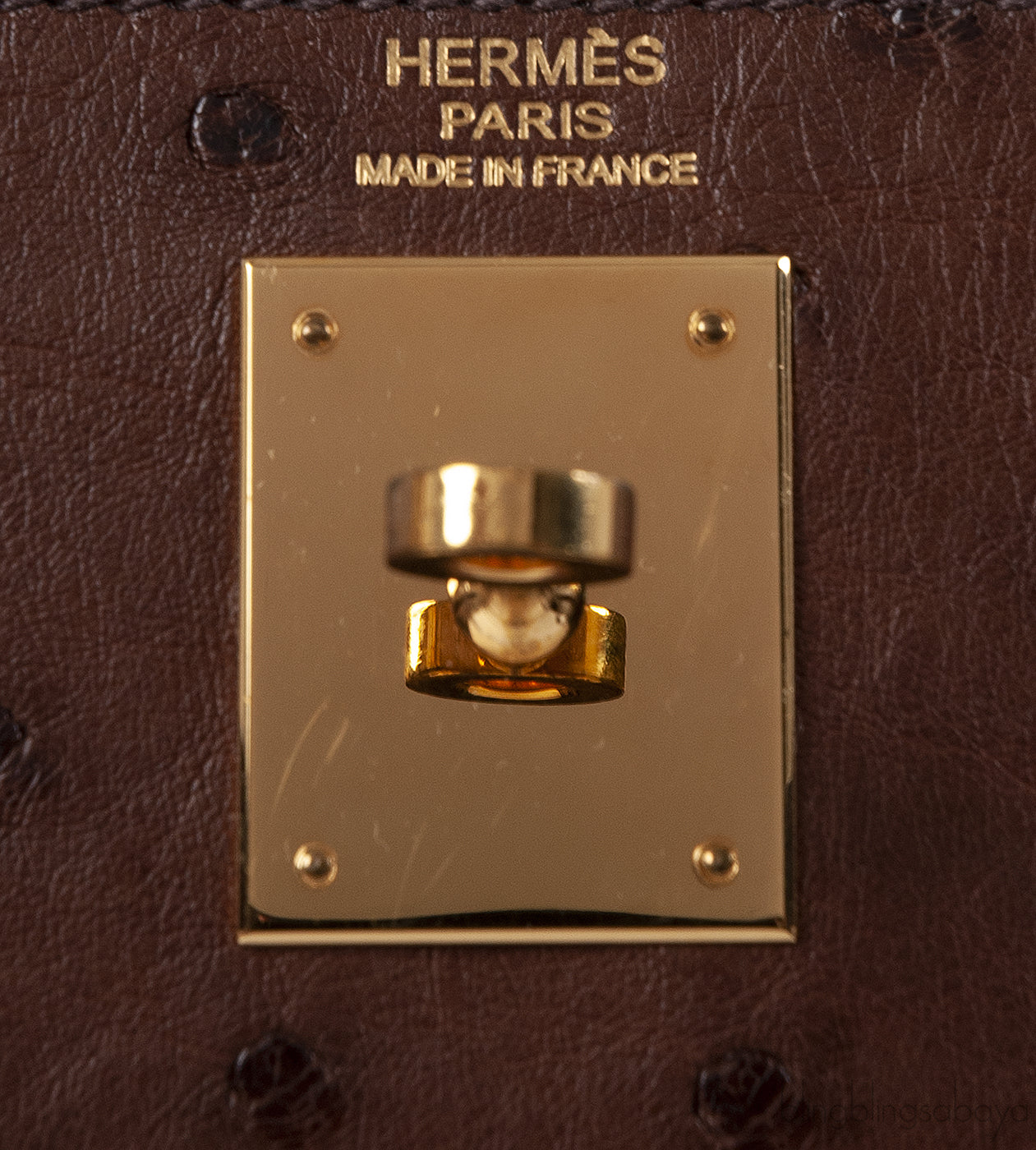 Hermes Kelly 32 Chocolate Natural and Dark Brown Ostrich GHW