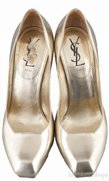 Gold Square Toe Mirrored Heels