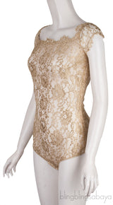 Gold Metallic Lace Bodysuit