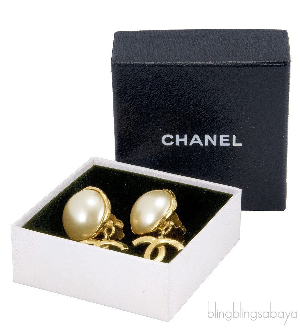 Faux Pearl CC Earrings