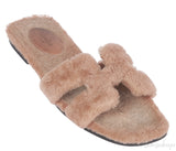 Hermes Oran Teddy Bear Brown Sandals