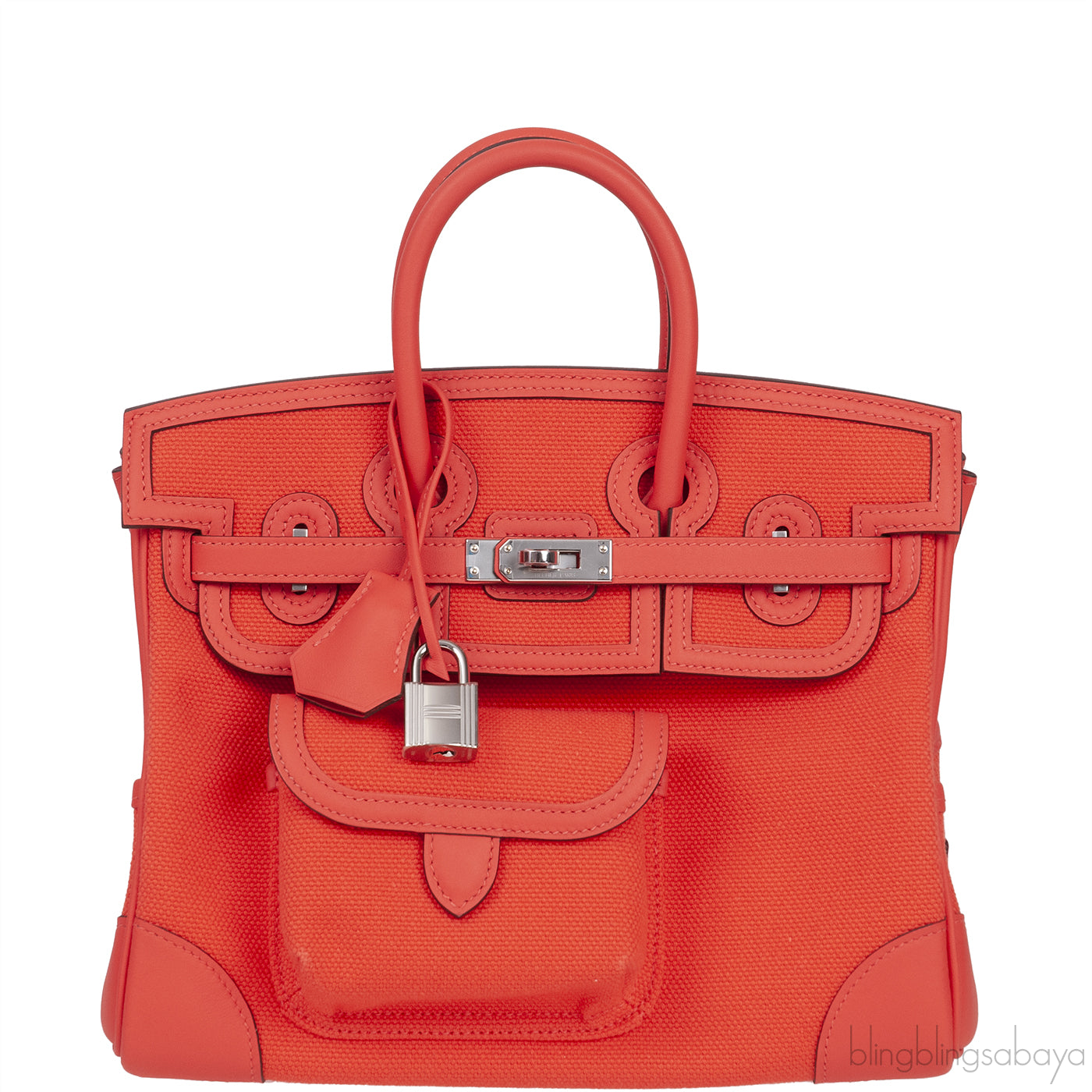 Birkin 25 Cargo Orange Field Toile Goeland Swift PHW