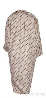 Beige Asymmetric Logo Print Shirt Dress