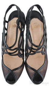 Black Mesh Strappy Pump