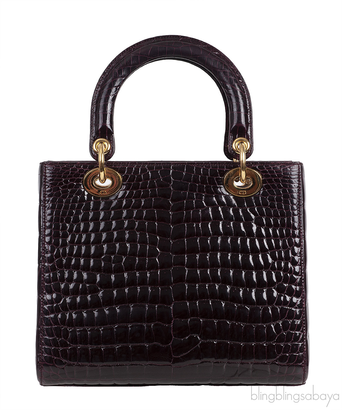 Lady Dior Medium Amethyst Porosus Crocodile GHW