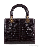 Lady Dior Medium Amethyst Porosus Crocodile GHW