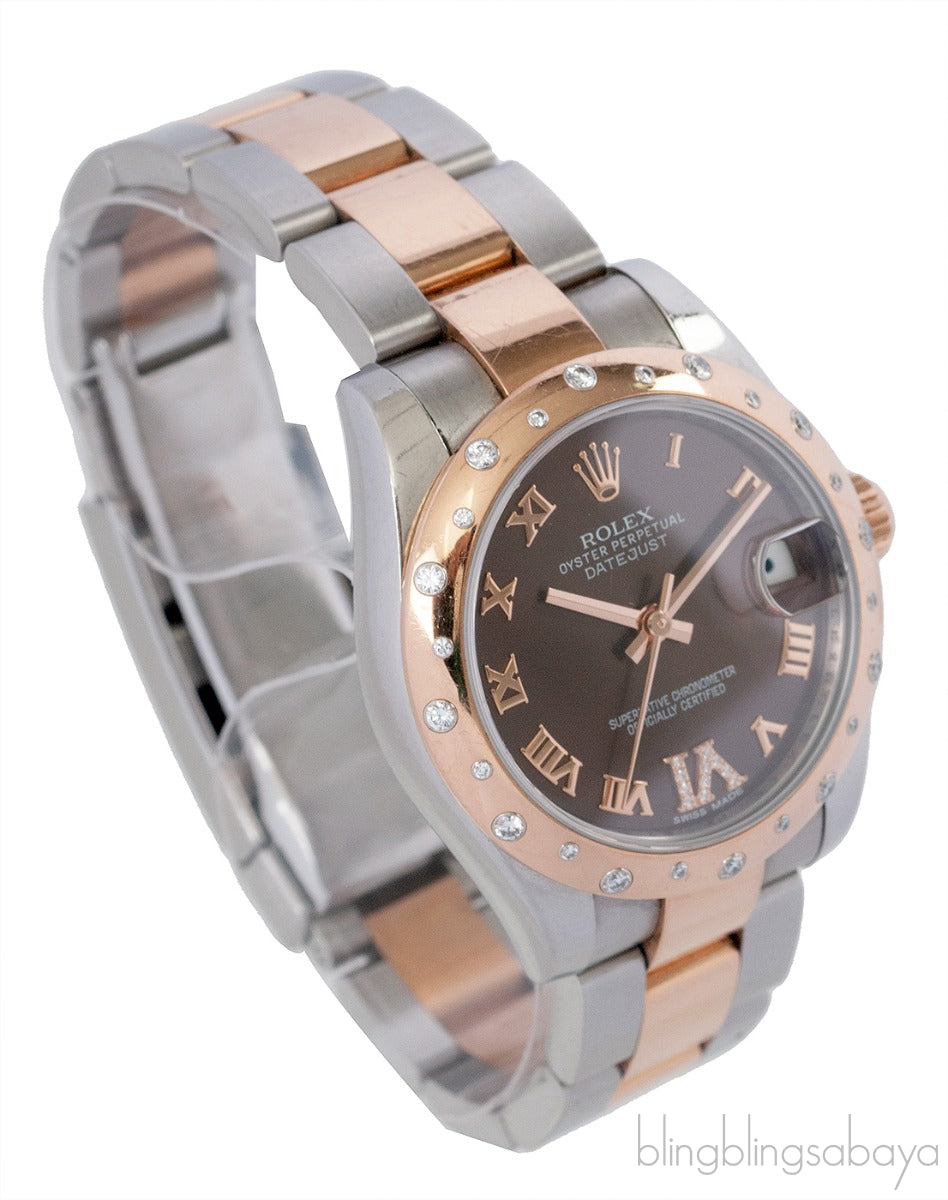 Datejust 31 Chocolate Brown Dial Set with Diamond Bezel