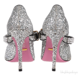 Gucci Silver Sylvie Glitter Crystal Heels