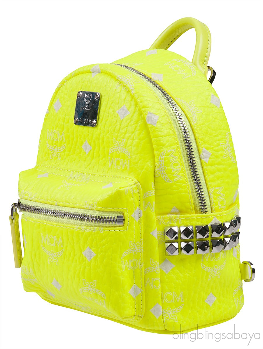 Neon Green Printed Mini Backpack