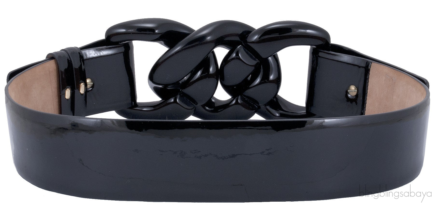 Black Patent Lucite Chain Belt*