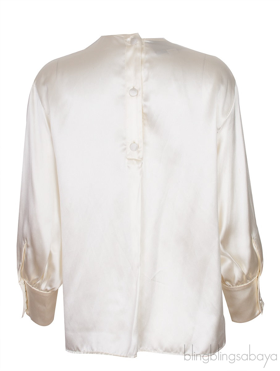 Ivory White Black Bow Shirt