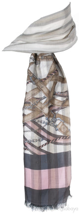 Grey Stripe Chain Print Shawl