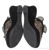 Black/Beige Crystal Embellished Wedge