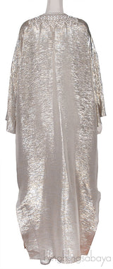 Silver Metallic Beaded Kaftan Dress
