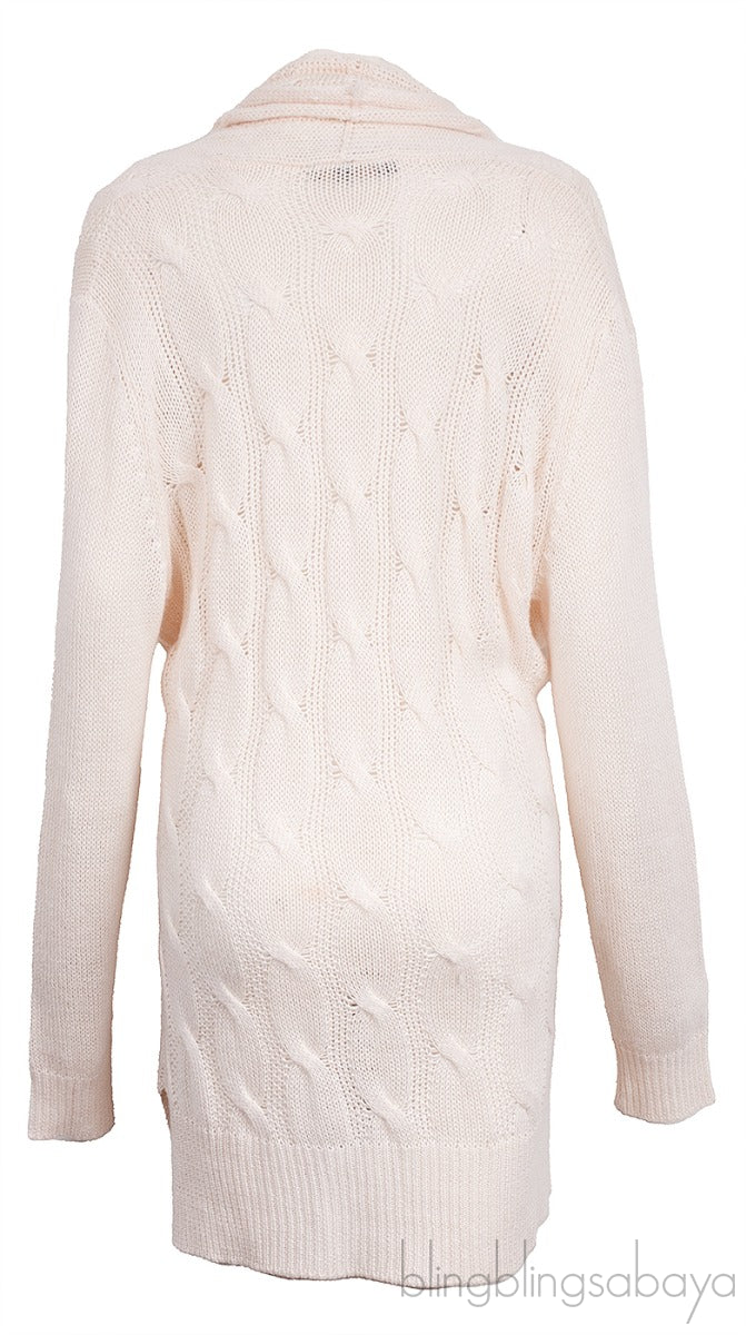 Cable Knit Belted Long Sleeve Cardigan