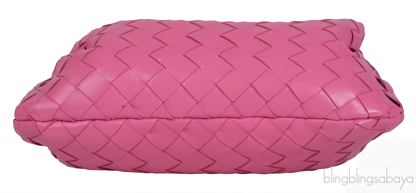 Pink Jodie Mini Knotted Intrecciato Leather Tote