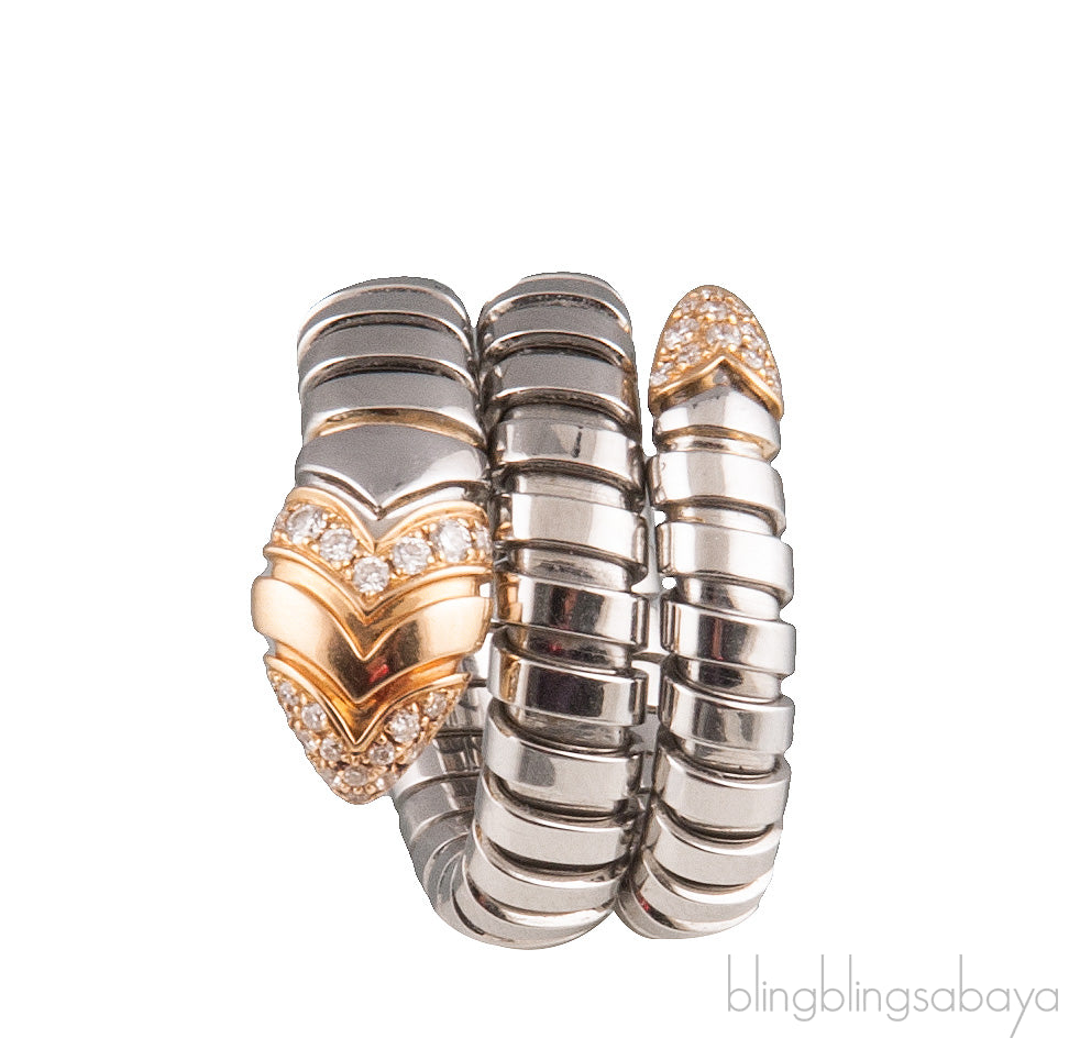 Serpenti Steel & Diamond Ring
