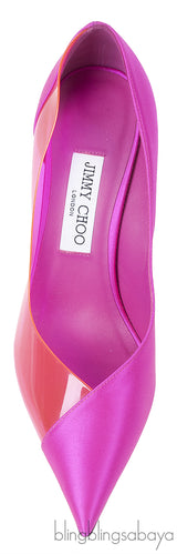 Jimmy Choo Fuchsia Satin Hot Pink PVC Heels 38